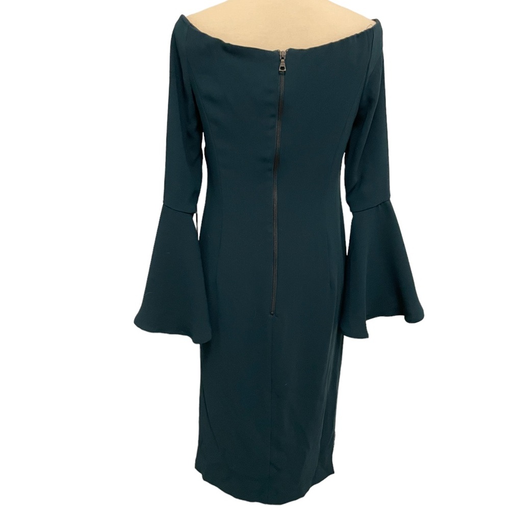 Bardot Teal Off The Shoulder Long Bell Sleeve Dress - Picture 9 of 11